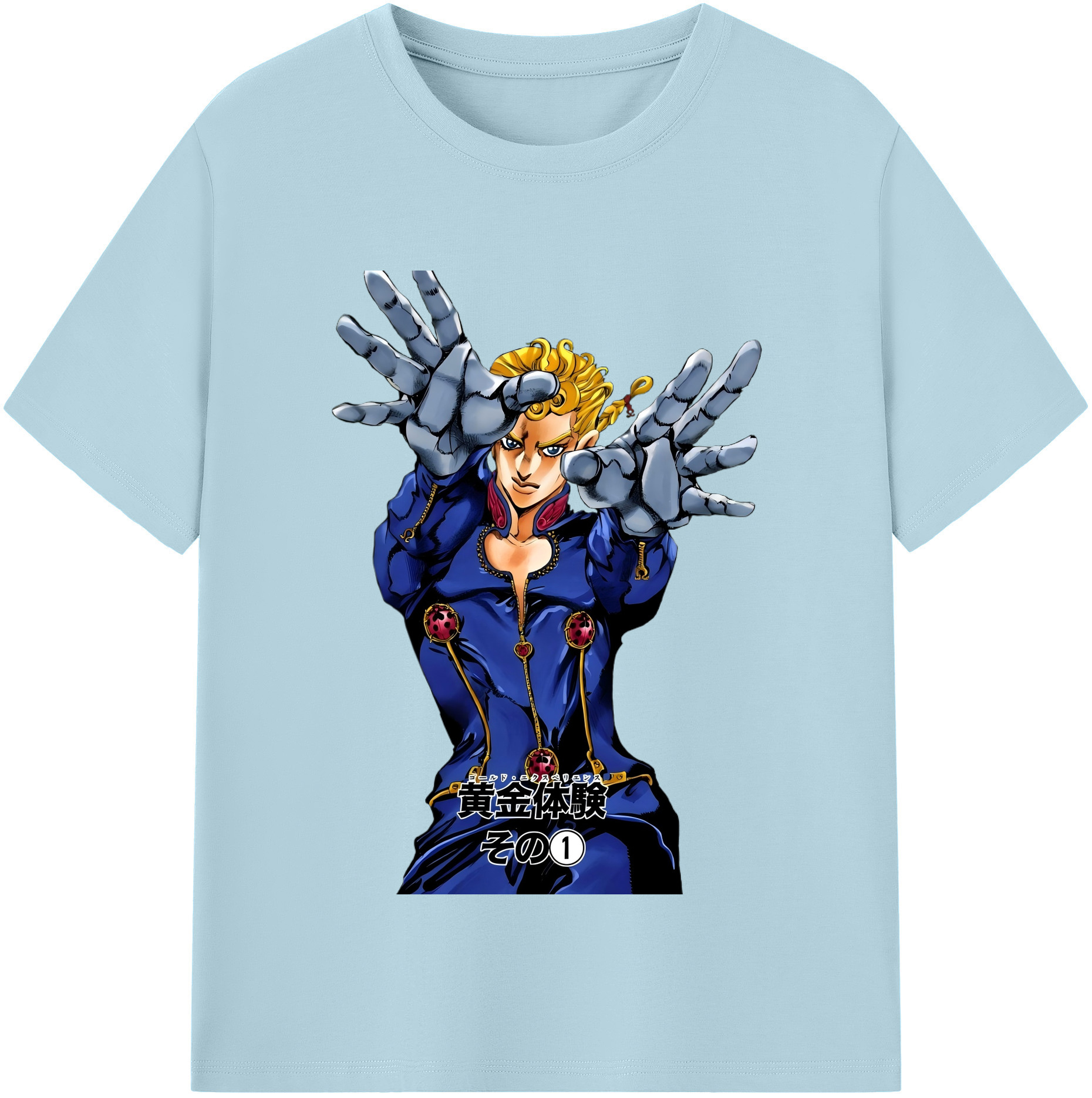（画像用） ジョジョの奇妙な冒険 ジョルノ?ジョバァーナ JoJo's Bizarre Adventure Giorno Giovanna 綿100％半袖Tシャツ（フロントプリント）